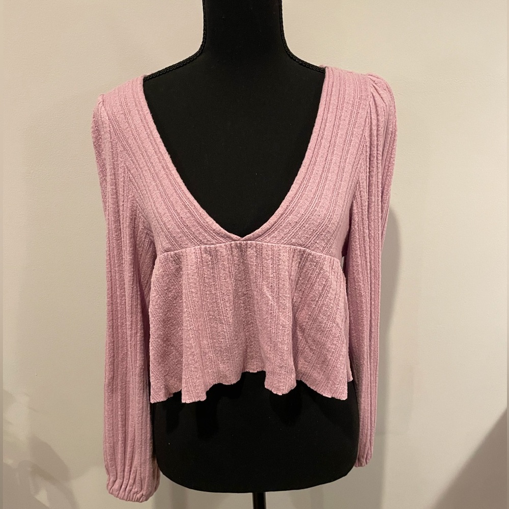 Urban Outfitters V Neck Long Sleeve Crop Top